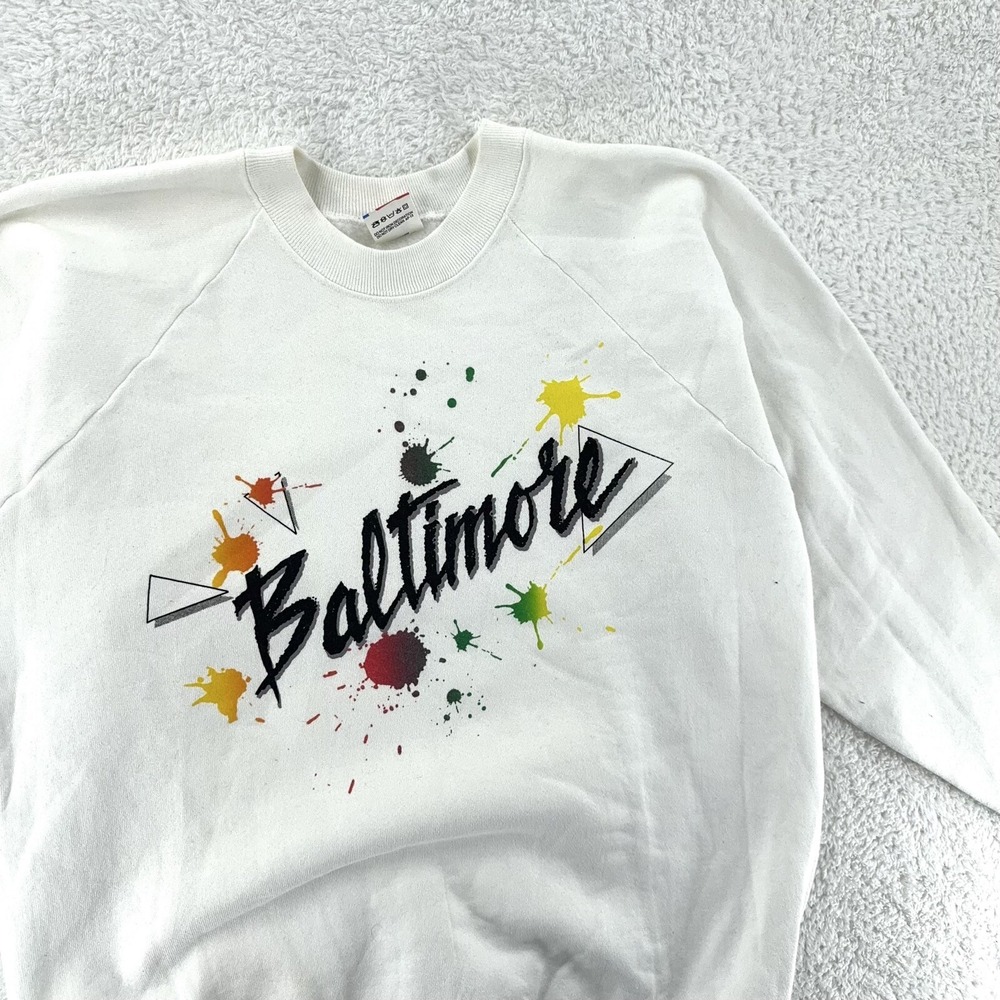 vintage 90s BALTIMORE MARYLAND SPLATTER‎ ART CREWNECK SWEATSHIRT LARGE